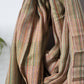 Beige & Green Handloom Cotton Matka Silk Stole