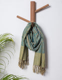 Green Handloom Cotton Matka Silk Stole