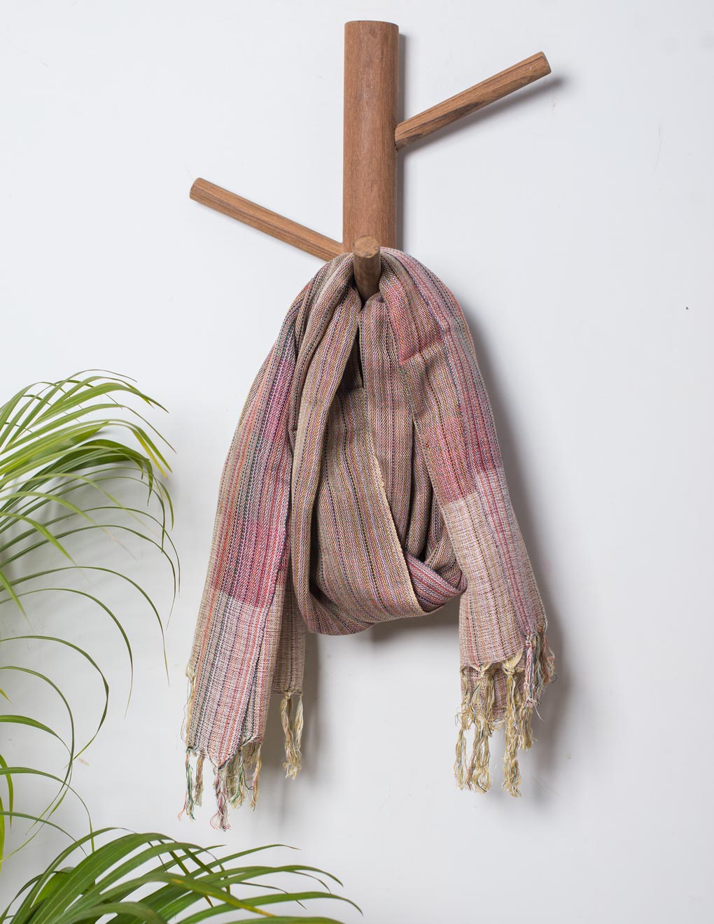 Pink Handloom Cotton Matka Silk Stole