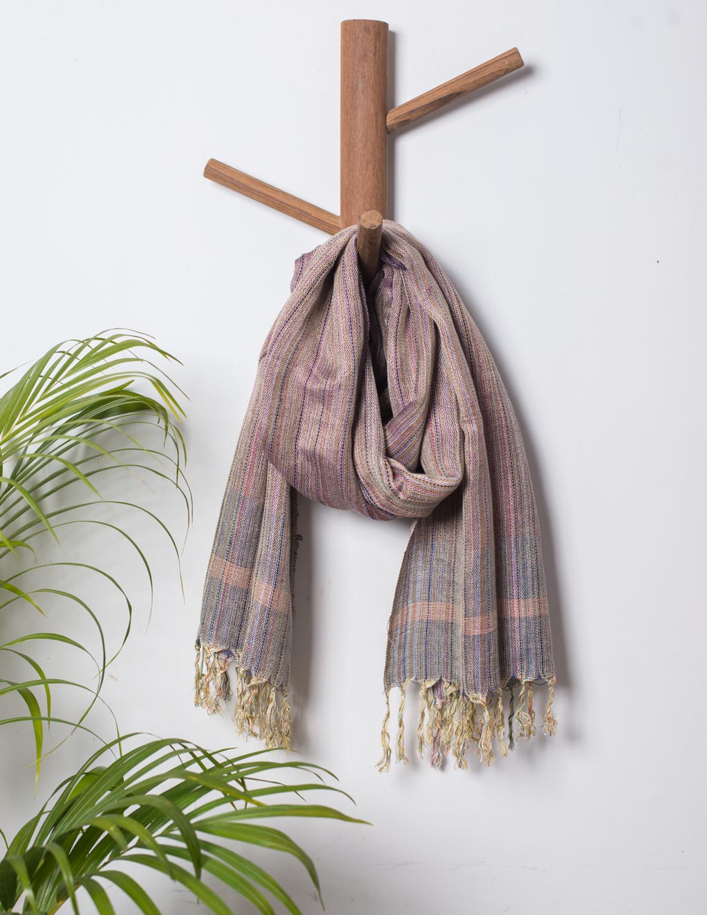 Mauve Handloom Cotton Matka Silk Stole