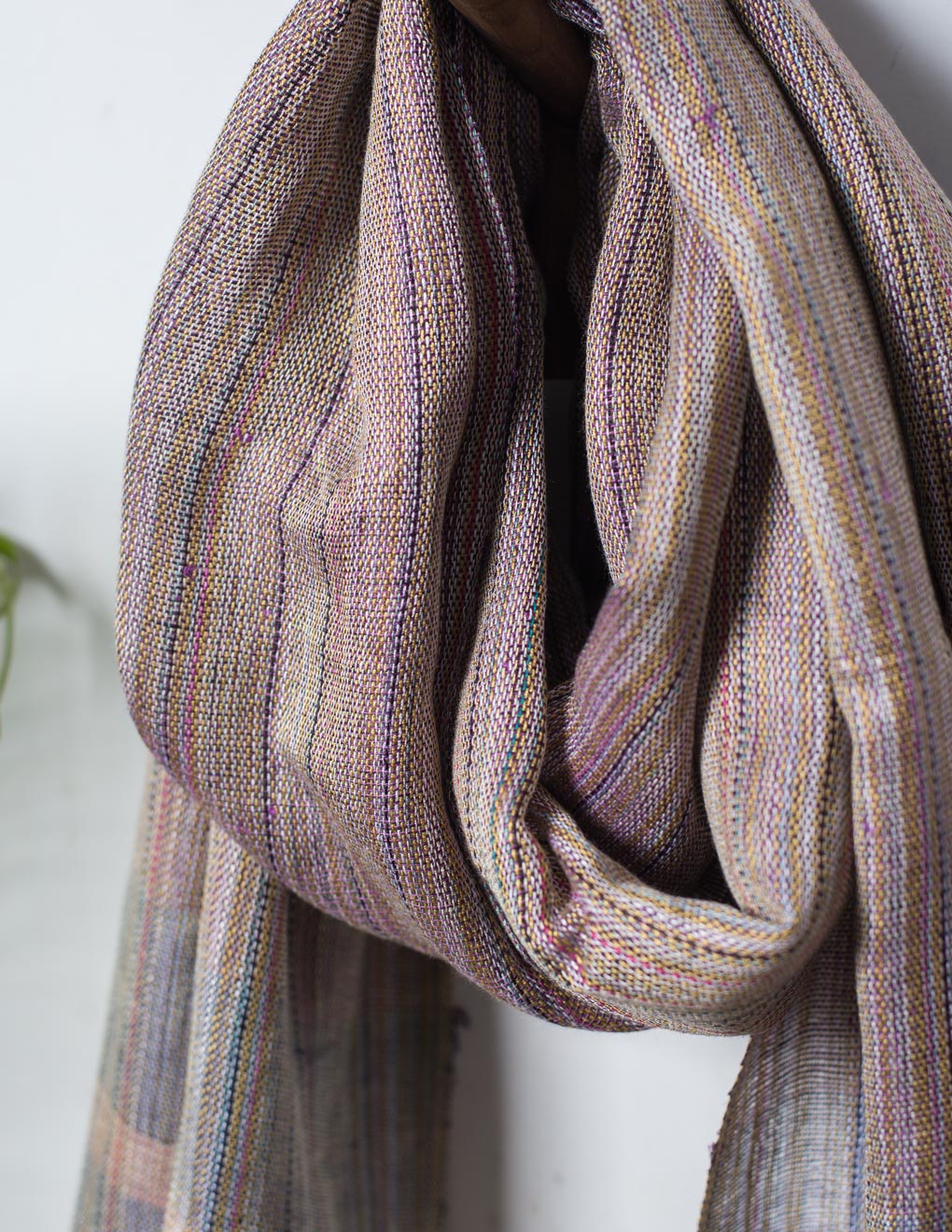 Mauve Handloom Cotton Matka Silk Stole