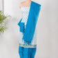 White Handloom Printed Mangalagiri Unstitched Suit