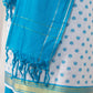 White Handloom Printed Mangalagiri Unstitched Suit