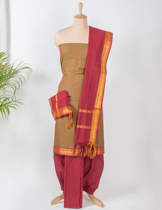 Mustard Handloom Mangalagiri Unstitched Suit