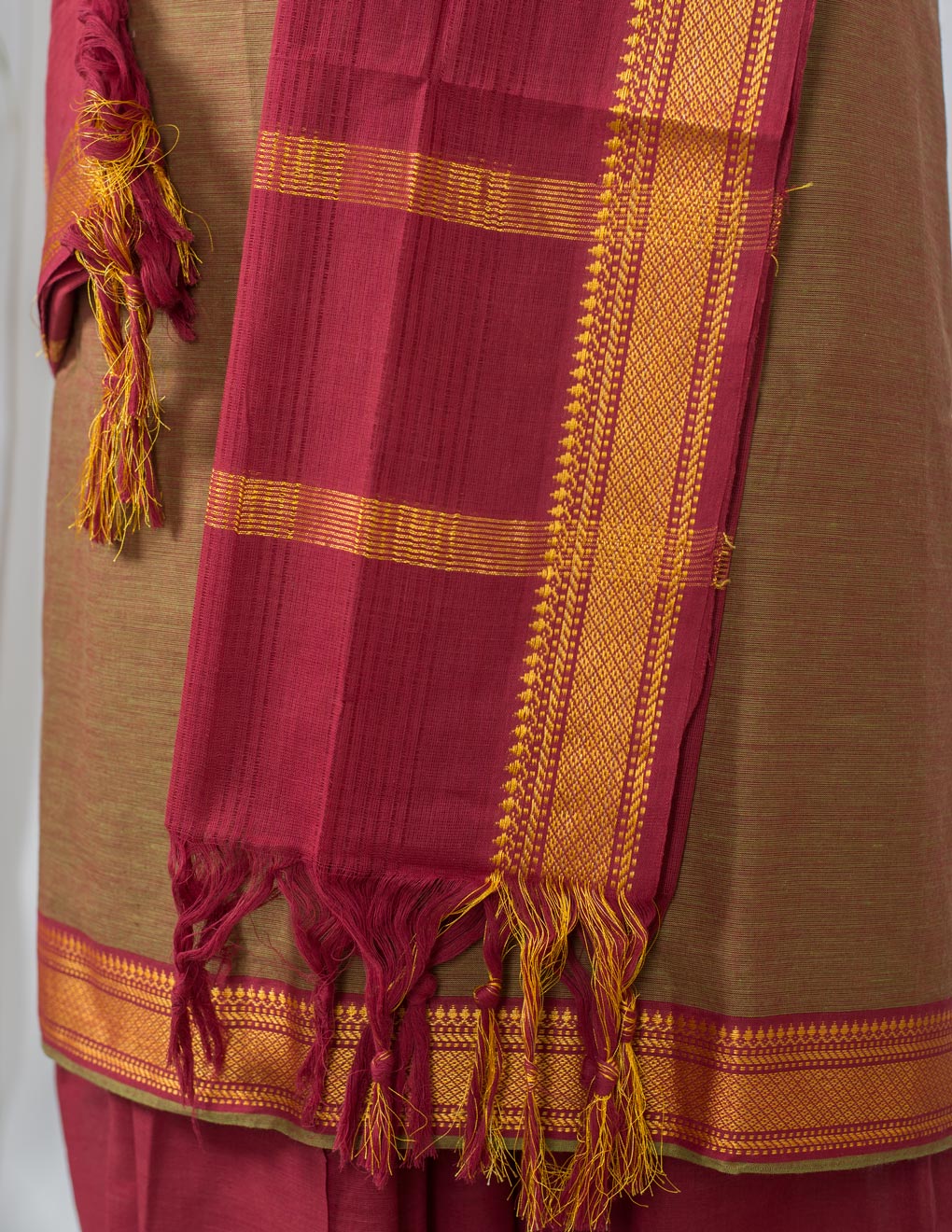 Mustard Handloom Mangalagiri Unstitched Suit