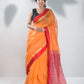 Coral Hand Woven Pure Maheshwari Silk Buti Saree