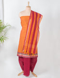 Orange Handloom Mangalagiri Unstitched Suit