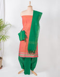 Peach Handloom Mangalagiri Unstitched Suit