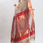 Grey Hand Woven Pure Maheshwari Silk Plain Saree