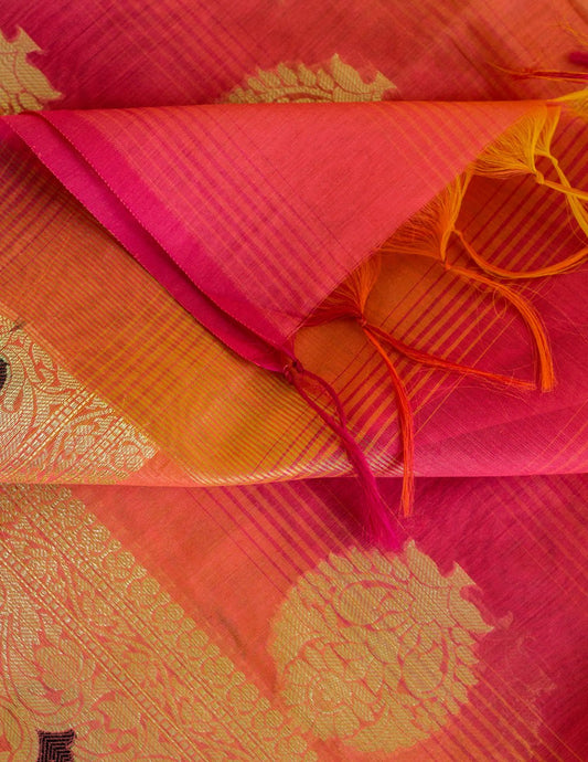 Pink & Gold Banarasi Nimzari Silk Suits with Banarasi Chanderi Dupatta - Artytales