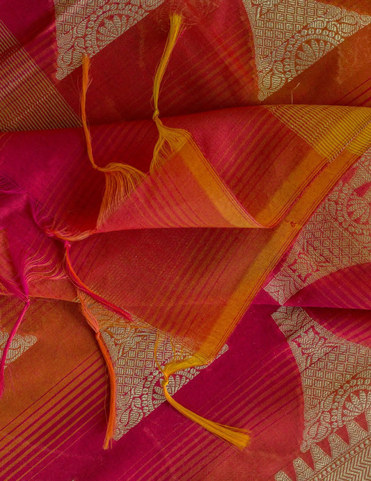 Red & Gold Banarasi Nimzari Silk Suits with Banarasi Chanderi Dupatta - Artytales